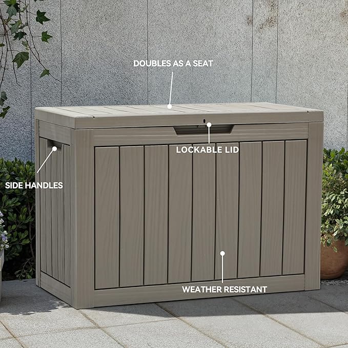 YITAHOME 45 Gallon Deck Box, Outdoor Storage Box for Patio Cushions, Outdoor Tools, Gardening Tools, Sports Equipment, and Throw Pillows, Lockable and Waterproof, Brown - Image 5