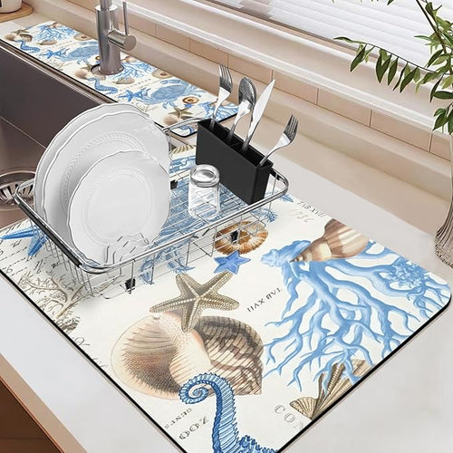 19.5" x 12" Dish Drying Mat & 24" x 5.5" Sink Splash Guard, Super Absorbent - Image 2