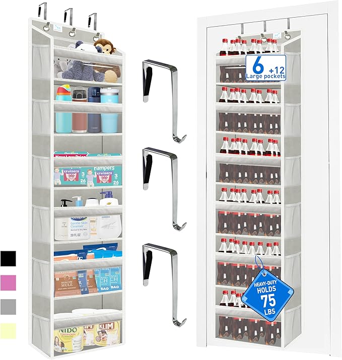 over the door organizer, Solid Bamboo Board 6-Tier Heavy Duty 75LB, 12 Side by Zebricolo