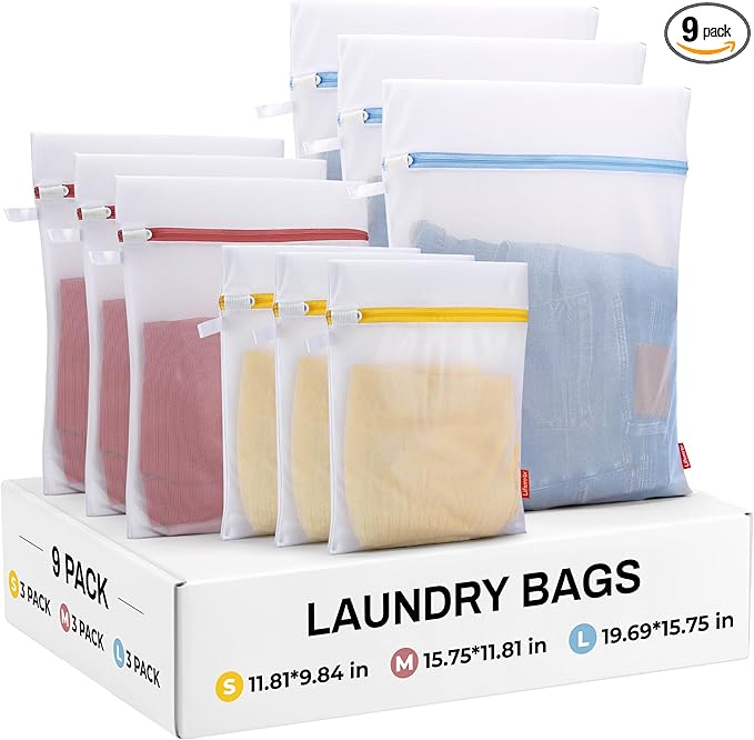 9 Pack Laundry Bag, Mesh Laundry Bags by Lifnmybr