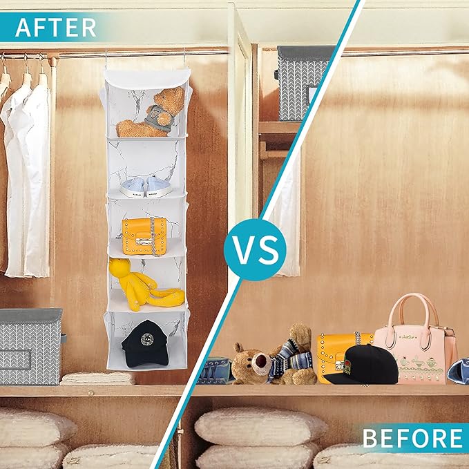 5 Shelves Hanging Closet Organizer, 2 Pack Hanging Storage - Image 5