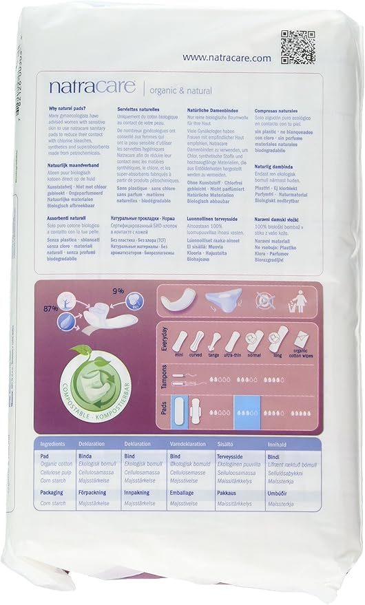 Natracare Maxi Pads Super with Organic Cotton Cover 12 ea - Image 2