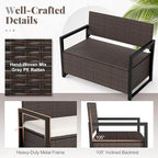 Tangkula 40 Gallon Outdoor Bench with Storage, Patio Wicker Storage Bench with Cushion, Cover, Metal Frame, Deck Box Seat for Backyard, Poolside, Balcony, Garden - Image 8