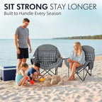 Oversized Camping Chair for Adults - Heavy Duty Outdoor Padded Large Lawn Camp Chair with Cup Holder Cooler Pockets for Sports Beach Fishing Garden Portable Supports 500lbs, Grey 2 Pack - Image 6