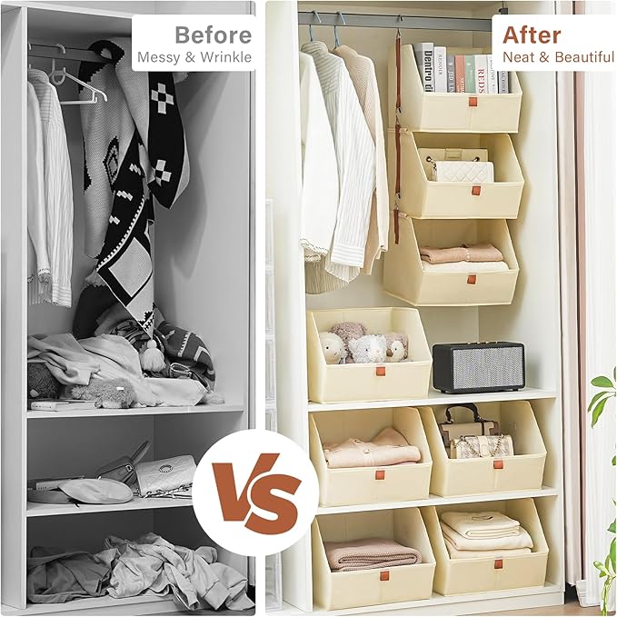 4 Tier Hanging Closet Organizer, Disassemblable Clothes Hanging Shelves - Image 4
