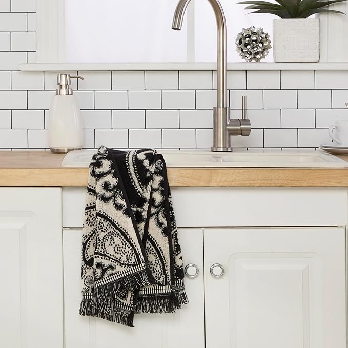 SKL Home Amherst Medallion 100% Cotton Premium 2-Piece Hand Towel Set, 600 GSM - Image 3