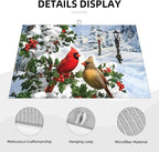 Kitchen Drying Mat Winter Cardinal Birds Microfiber Dish Drainer Mat - Image 5