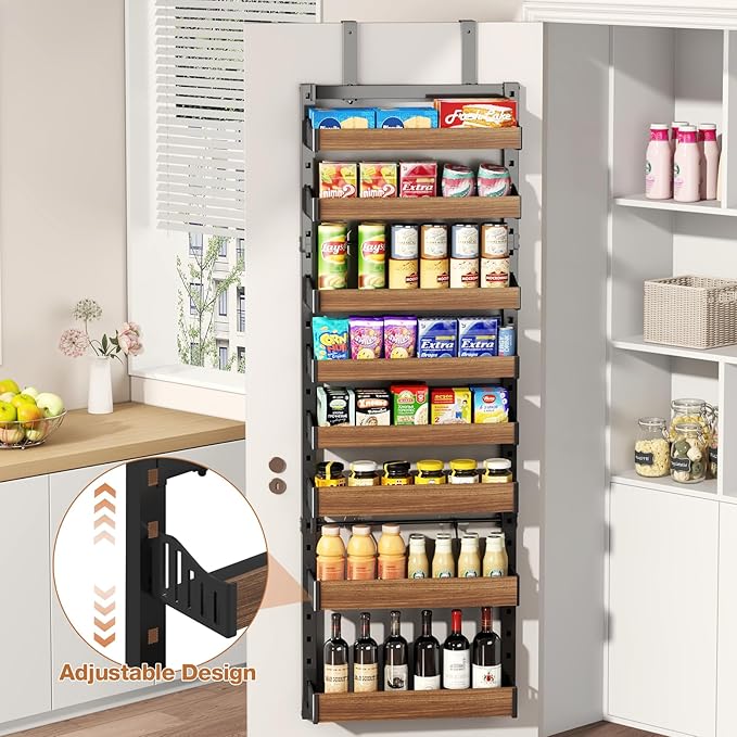 8-Tier Over The Door Pantry Organizer, Heavy-Duty Metal Wall Mount or Hanging - Image 6