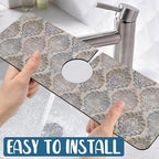 Grey Ceramic Printing Sink Splash Guard Ceramic Texture Faucet Absorbing Mat - Image 5