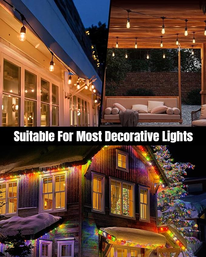 Hooks for Outdoor String Lights Clips: 50 Pack Square Clear Large Heavy Duty - Image 7
