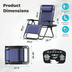 Homall Zero Gravity Chair Patio Folding Lawn Outdoor Lounge Gravity Camp Reclining Lounge Chair with Cup Holder Pillows for Poolside Backyard and Beach Set of 4 (Blue) - Image 3