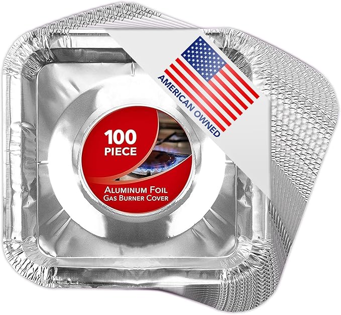 Disposable Gas Burner Liners Aluminum Foil Square Gas Stove Burner Covers by StockYourHome