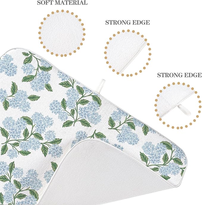 Blue Sage Green Hydrangea Dish Drying Mats 18x24 Inch Floral Mats Spring - Image 7