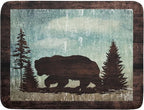 Giwawa Retro Brown Bear Forest Cabin Dish Drying Mat Countertop 18x24 Fall Blue by Giwawa