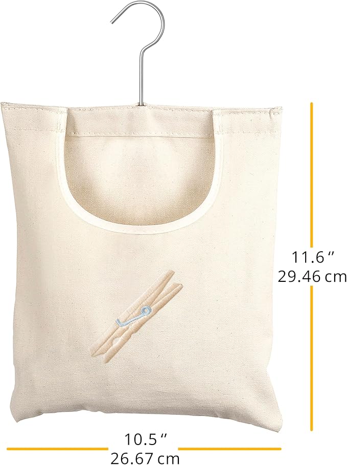 Whitmor Canvas Clothespin Bag Hanging Storage Organizer - Image 6