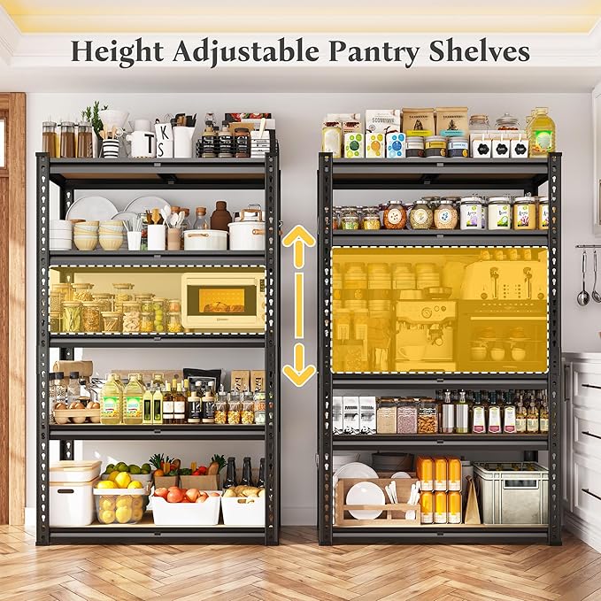 REIBII Storage Shelves 2020LBS Garage Shelving Heavy Duty Metal Shelving 5 Tier Metal Shelf for Garage Pantry Closet Kitchen Basement 28" W x 12" D x 59.8" H, 4 Pack - Image 8