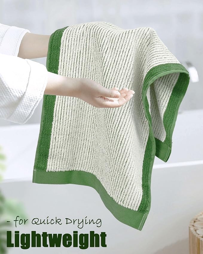 Cleanbear Green Hand Towels for Bathroom, 4 Pack Cotton Towels - Image 4
