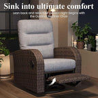 LayinSun Oversized Wicker Outdoor Swivel Glider Recliner with Adjustable Backrest & Footrest, Patio Reclining Lounge Chair - Set of 2 - Image 3