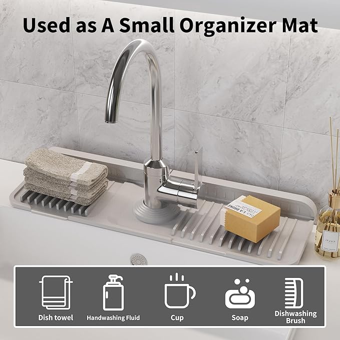 WAFT YEARN 17X5 Inch Silicone Durable Faucet Mat Kitchen Sink Splash Guard - Image 5