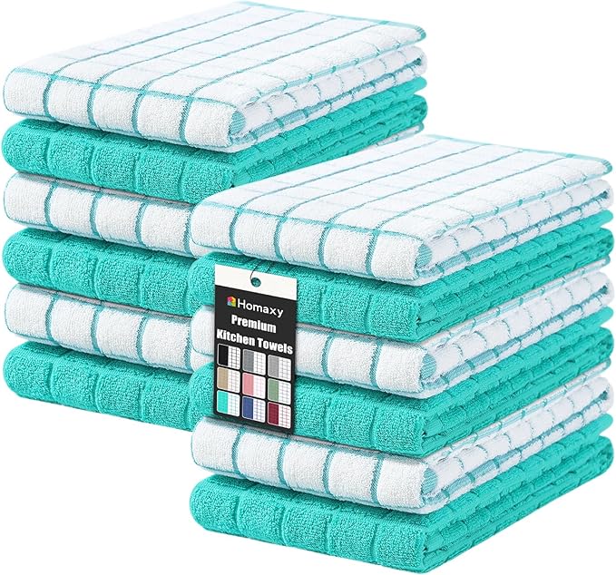 Homaxy Premium Cotton Kitchen Towels 16"x 28", Large Natural Ring Spun 390 GSM by Homaxy