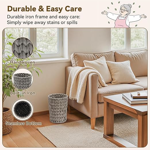 GRANNY SAYS Small Wicker Trash Can, 2 Gallon Bathroom Waste Basket, Small - Image 3