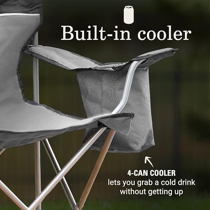 Coleman Portable Camping Chair with 4-Can Cooler, Cushioned Seat & Back with Side Pockets & Cup Holder, Carry Bag Included, Great for Camping, Tailgating, Firepits, Patio, & More - Image 3