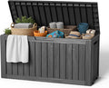 EasyUp 85 Gallon Outdoor Storage Box, Resin Waterproof UV-Resistant Deck Box, Reinforced Stability for Patio, Garden, and Poolside, Striped Black by EASYUP