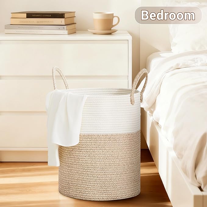 Tall Laundry Basket with Handles, 53L Portable Dirty Clothes Hamper, Boho - Image 5