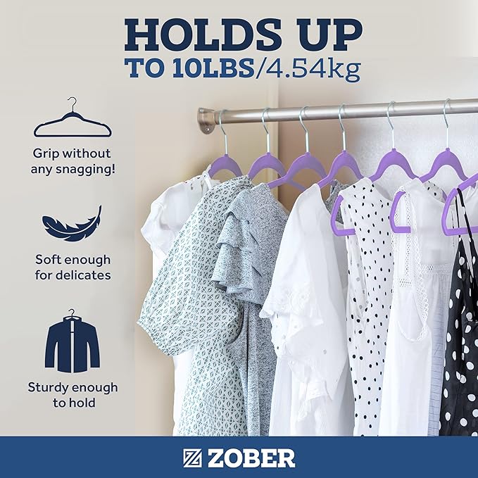 ZOBER Purple Velvet Hangers 50 Pack - Image 4