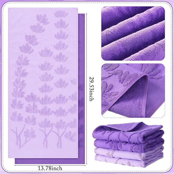 2 Pcs Lavender Hand Towels for Bathroom Purple Lavender Bathroom Hand Towel - Image 3