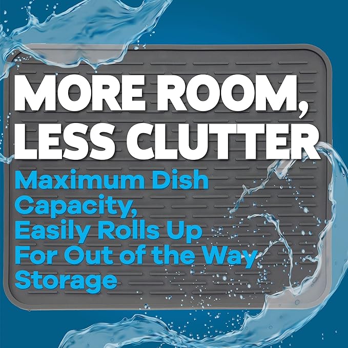XXL Silicone Dish Drying Mat for Kitchen Counter or Under Sink, Waterproof Pet - Image 8