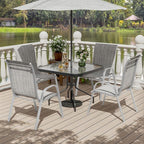 UDPATIO Patio Chairs Set of 4, Stackable Silver Outdoor Dining Chairs with High Back, Breathable Outdoor Chair Textilene Fabric All Weather, 350LBS Capacity for Garden, Backyard (Light Grey) - Image 2
