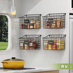 Wall Basket with Label Plate & 5 S-Hooks –4 Pack Hanging Wire Basket - Image 9