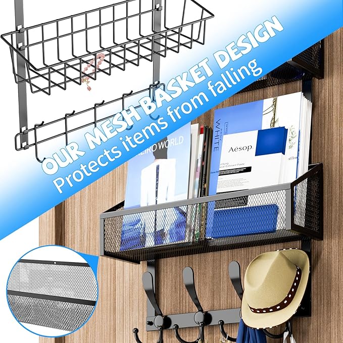Over The Door Hooks Organizer, Coat Rack Over The Door Storage Hanger Towel Rack - Image 4