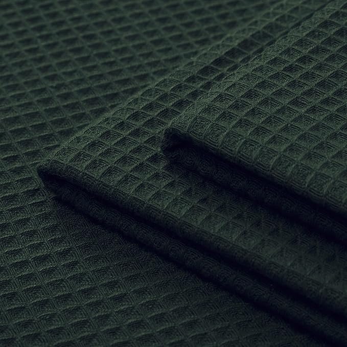 Encasa XO Kitchen Dish Towels Set | Dark Green | Waffle Weave and Flat Hand Tea - Image 8