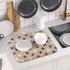 Patriotic July of 4th Blue Red White Star Dish Drying Mat - Image 6