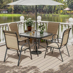 UDPATIO Patio Chairs Set of 4, Stackable Outdoor Dining Chairs with High Back, Breathable Outdoor Chair All Weather Textilene Fabric, 350LBS Capacity for Garden/Backyard (Brown) - Image 2