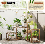 Bamworld Plant Stand Indoor Corner Plant Shelf Outdoor for Multiple Plants Wood Flower Stand Ladder Plant Table for Plant Pots for Window Garden Balcony Living Room - Image 4