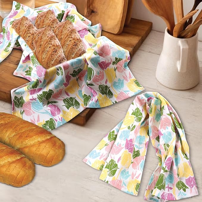 Urban Villa Collection Kitchen Towels Tulip Flowers Multi Color Premium Quality - Image 2