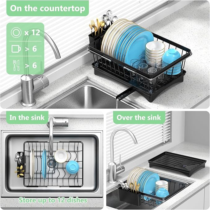 LEMIKKLE Roll Up Dish Drying Rack, Over The Sink Dish Drainer Rack, Foldable - Image 3