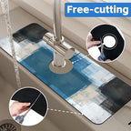 Abstract Teal and Black Geometric Dish Drying Mat - Image 7