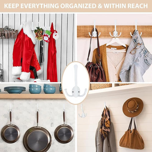 14 Pack Coat Hooks Heavy Duty, Metal Three Prongs Large Coat Hooks Wall Mounted - Image 2