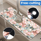 Abstract Gray and Red Hexagon Sink Faucet Absorbing Mat Sink Splash Guard - Image 7