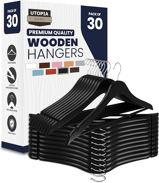 Utopia Home Premium Wooden Hangers 30 Pack by UTOPIAHOME