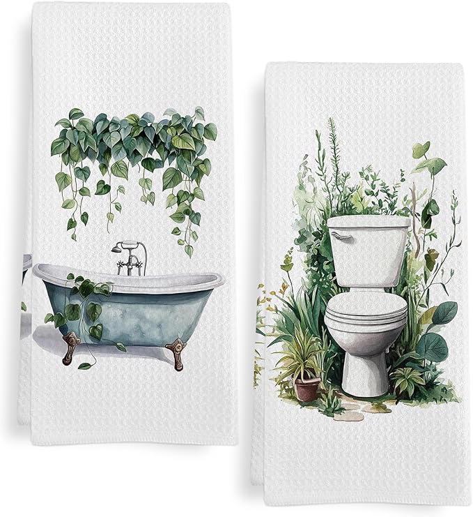 Sage Green Eucalyptus Hand Towels by Unknown