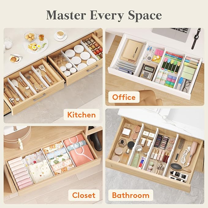 Lifewit 3.2" Tall 4 Pack Drawer Dividers, 26.5-42cm/10.2-16.5" Expandable - Image 7