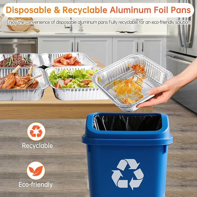 Aluminum Pans 8x8-10 Pack Disposable Foil Pans, Aluminum Roasting Trays - Image 7