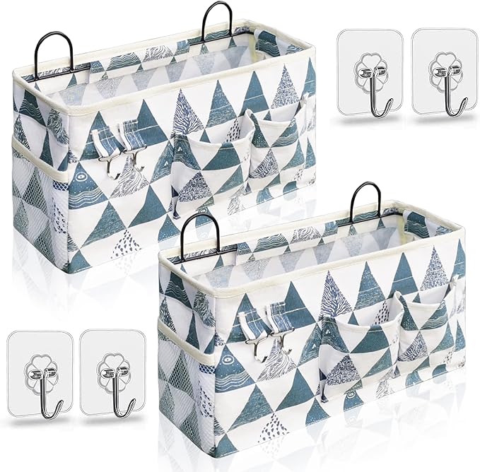 2pcs Large Wall Hanging Organizer Bag, Linen Fabric Door Hanging Storage Baskets by KANRICHU