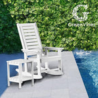 GREENVINES Outdoor Rocking Chair Set | 3-Piece | 2 Rocking Chairs with 1 Side Table | Porch Rocker | HDPE Plastic | White | Patio Furniture Sets | High Back | Big & Tall | Ladder Back - Image 2