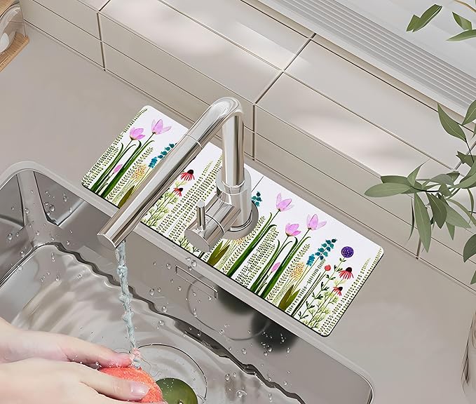 Kitchen Sink Splash Guard Faucet Mat -1 PC Super Absorbent Fast Drying Mat Sink by ptmaxs